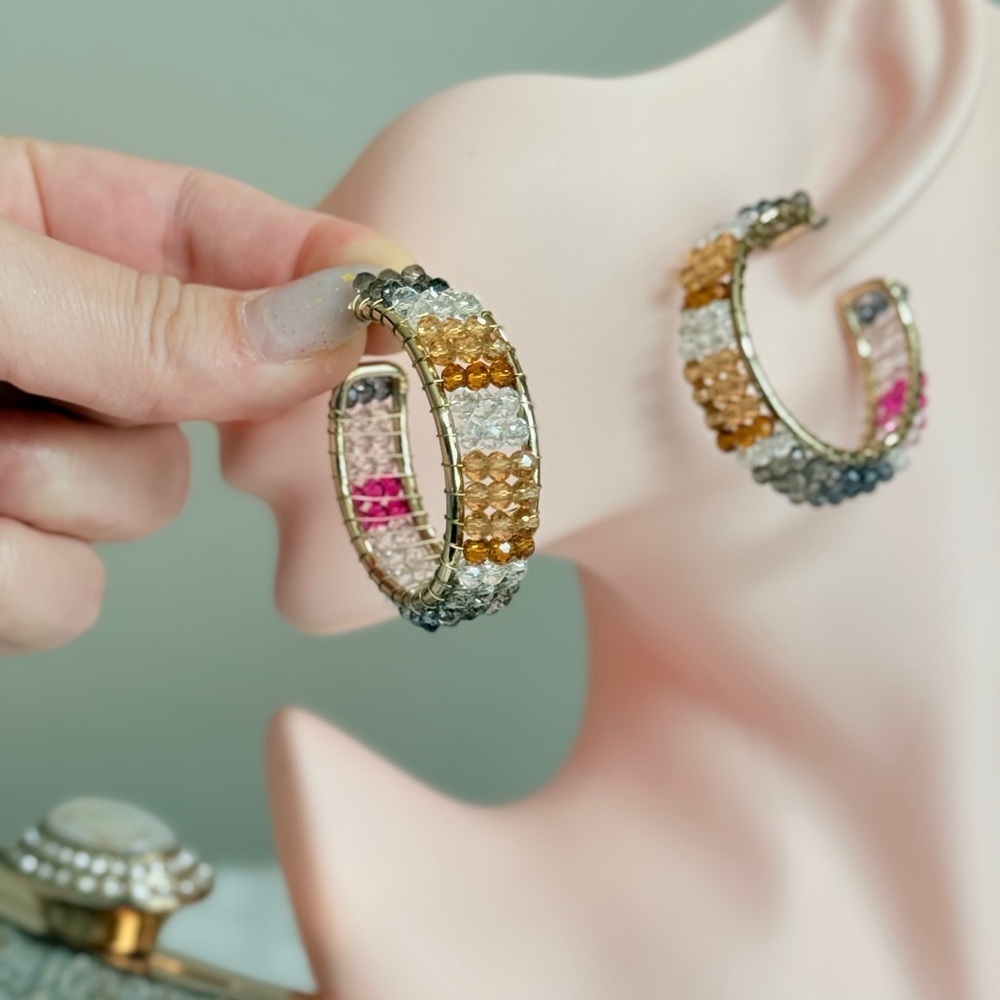 ⚜️ Elegant Multicolor Hoop Earrings - Picture 4 of 12